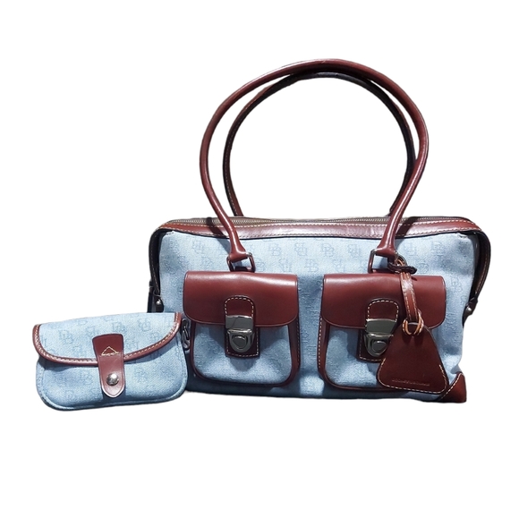 Dooney & Bourke Signature Denim and Leather Shoulder Bag...